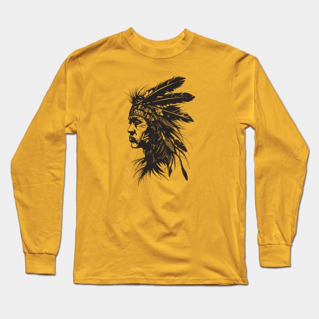 Indigenous American Woman Long Sleeve T-Shirt by Wintrly